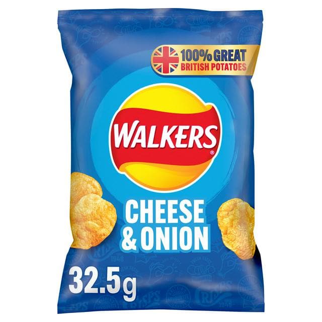 Buy Walkers Cheese & Onion Crisps 32x32.5g Box Online 365 Drinks