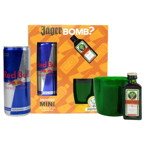 Jägermeister Mini, Red Bull Can & Bomb Cup Gift Set