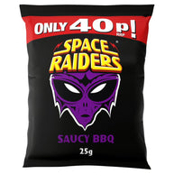 Space Raiders Saucy BBQ Crisps 36 x 25g, 40p PMP
