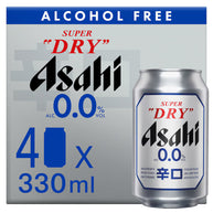 Asahi Super Dry 0% Alcohol Free Beer Lager Cans 4x330ml