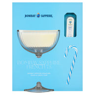 Bombay Sapphire Gin Miniature 5cl, Glass and Candy Cane