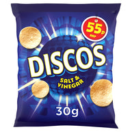Discos Salt & Vinegar Crisps 30 x 30g, 55p PMP