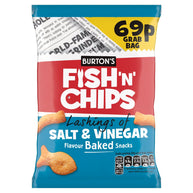Burton's Fish 'N' Chips Lashings of Salt & Vinegar Flavour Baked Snacks 30 x 40g Bags