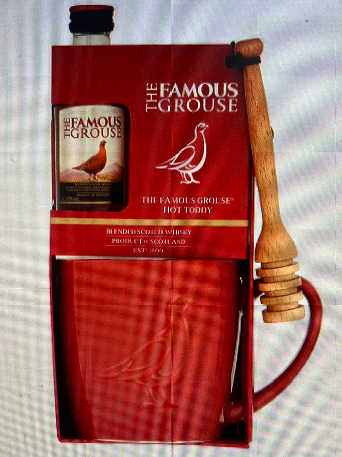 The Famous Grouse Hot Toddy Blended Scotch Whisky 50ml, Tiptree Honey 28g, Honey Drizzler & Mug Gift Set