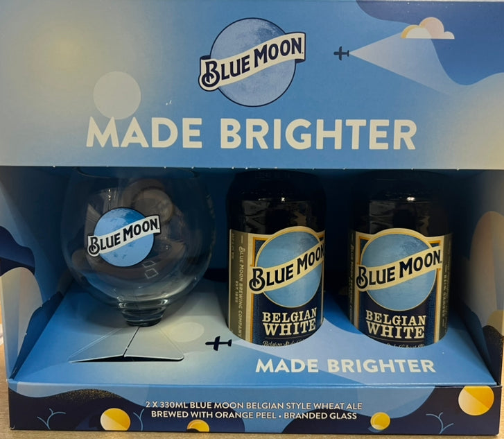 Blue Moon Belgian White Beer & goblet glass set