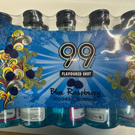 99 Blue Raspberry Sour Schnapps 10 x 5cl Miniature - Full Pack