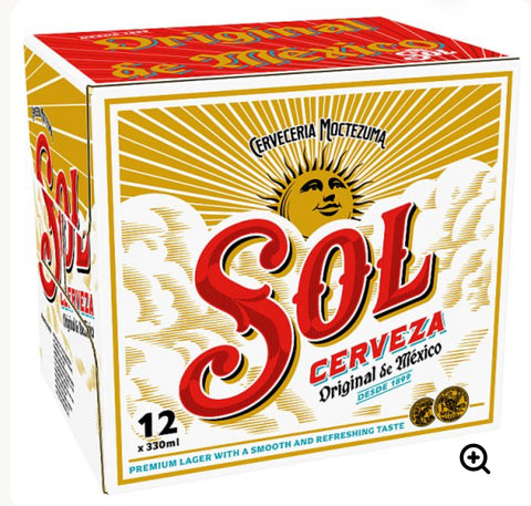 Sol Original Lager Beer 12x330ml Bottles 3.4% ABV