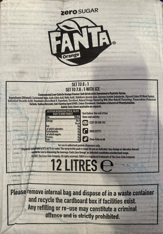 Fanta Orange 12Lt HIGH YIELD Postmix Bag in Box