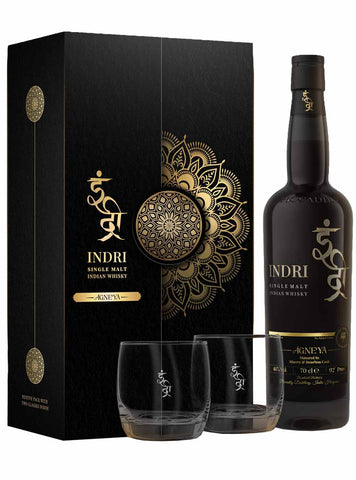 Indri Agneya Single Malt Peated Indian Whisky Gift Set 70cl