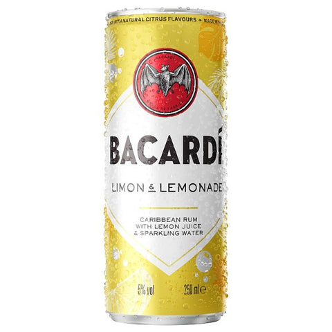 Bacardi Limon & lemoande  12 x 250ml Pre-Mixed Cans