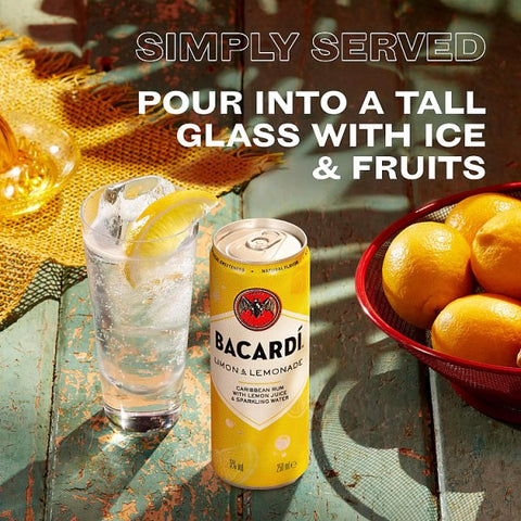 Bacardi Limon & lemoande  12 x 250ml Pre-Mixed Cans