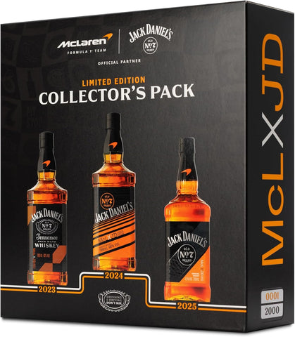 Jack Daniel’s x McLaren Limited Edition Collector Pack - 2023, 2024 & 2025 Bottles - Only 2,000 Available - Exclusive Premium Whiskey Gift Set - 3 × 70 cl