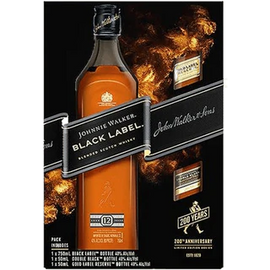 Johnnie Walker Black Label 200 Years Anniversary with 2 5cl Gift Set 70cl
