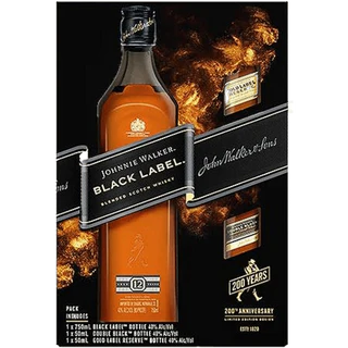 Johnnie Walker Black Label 200 Years Anniversary with 2 5cl Gift Set 70cl
