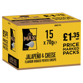 Walkers MAX Jalapeno & Cheese Sharing Crisps 15x70g PMP RRP £1.35