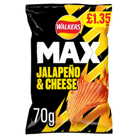Walkers MAX Jalapeno & Cheese Sharing Crisps 15x70g PMP RRP £1.35