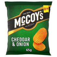 McCoy's Cheddar & Onion Flavour Ridge Cut Potato Crisps £1.25 PM 20x65g