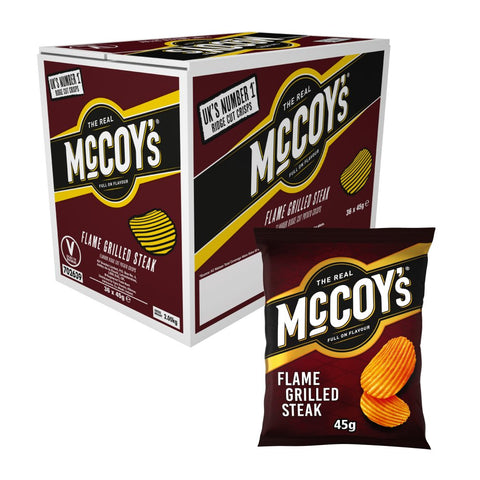 McCoy's Flame Grilled Steak Ridge Cut Potato Crisps 26x45g Box