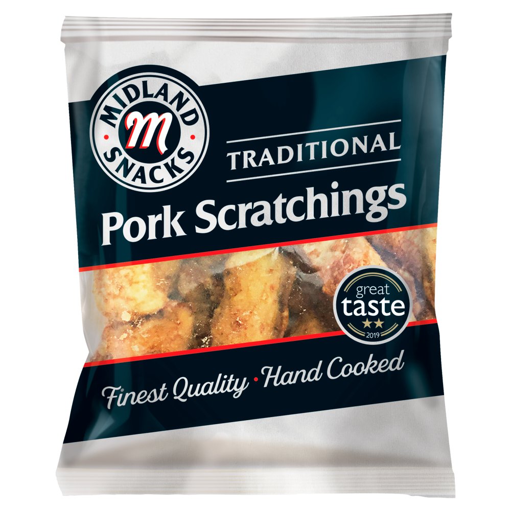 Buy Pork Scratchings 12 x 40g - Midland Snacks Traditional Online - 365 ...