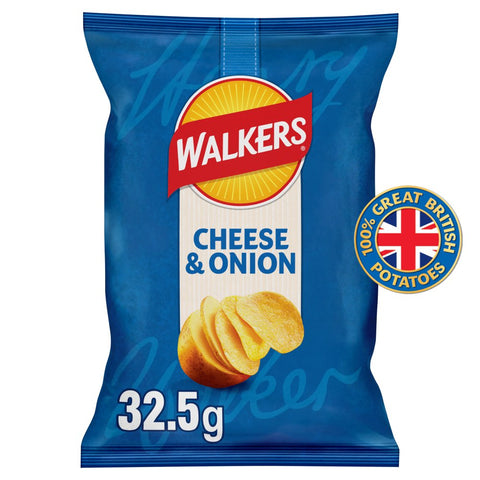 Walkers Cheese & Onion Crisps 32x32.5g Box