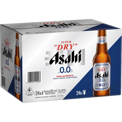 Asahi Super Dry 0% Alcohol Free Beer Lager Bottles 24X330ml