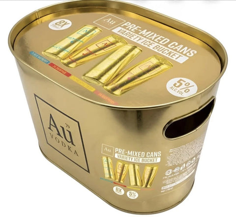 Au Vodka Ice Bucket with 8 Pre Mixed 330ml Cans (4 Different Flavours)