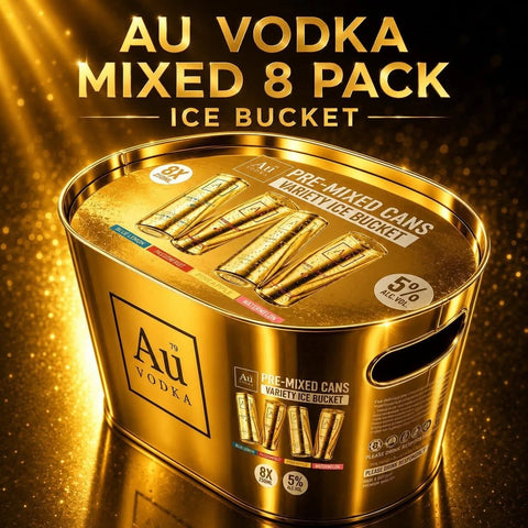 Au Vodka Ice Bucket with 8 Pre Mixed 330ml Cans (4 Different Flavours)