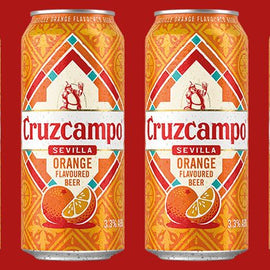 Cruzcampo Sevilla Orange Flavoured Beer 24x440ml Cans - NEW