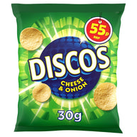 Discos Cheese & Onion Crisps 30 x 30g, 55p PMP