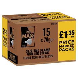 Walkers MAX Flame Grilled Steak Sharing Crisps 15x70g PMP RRP £1.35