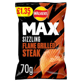 Walkers MAX Flame Grilled Steak Sharing Crisps 15x70g PMP RRP £1.35