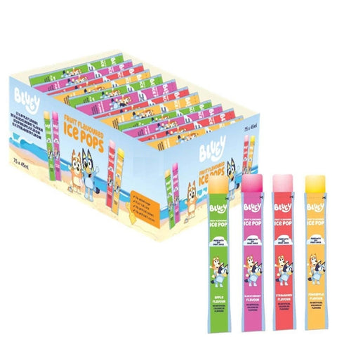 Bluey Ice Pops 75 x 45ml Fruit Flavour Freezer Lollies - Non Alcoholic