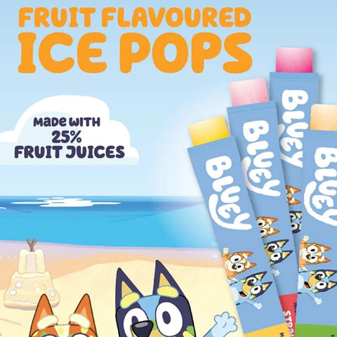Bluey Ice Pops 75 x 45ml Fruit Flavour Freezer Lollies - Non Alcoholic