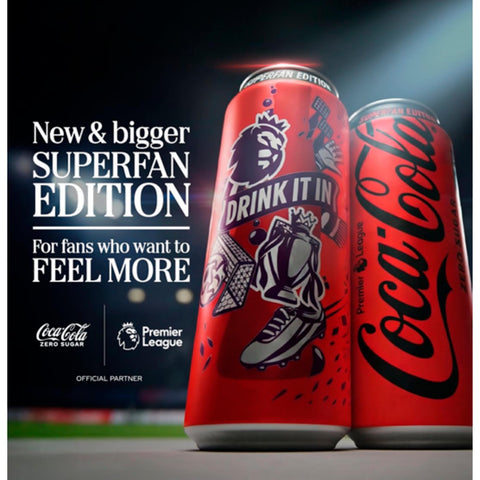 Coca Cola Zero Superfan Edition 12 x 500ml Cans - Dated 30/09/26