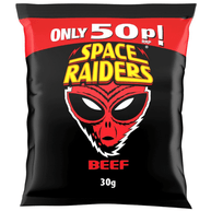 Space Raiders Beef Crisps 36 x 30g, 50p PMP