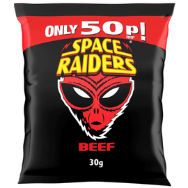 Space Raiders Beef Crisps 36 x 30g, 50p PMP