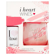 I Heart Wines Rose Wine & Stemless Glass Set
