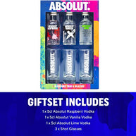 Absolut Vodka Glass & Miniature 3 x 5cl Gift Set