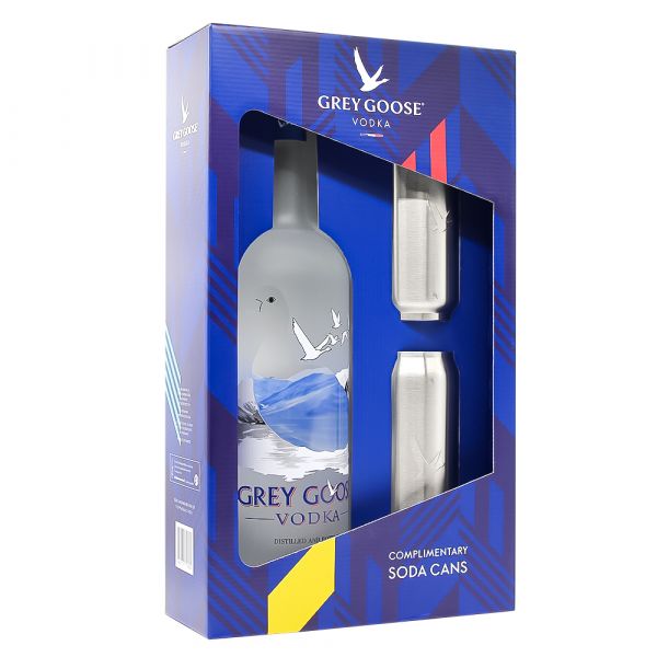 Grey Goose Vodka Magnum Gift Set, with Complimentary Soda Cans - 1.75L Bottle
