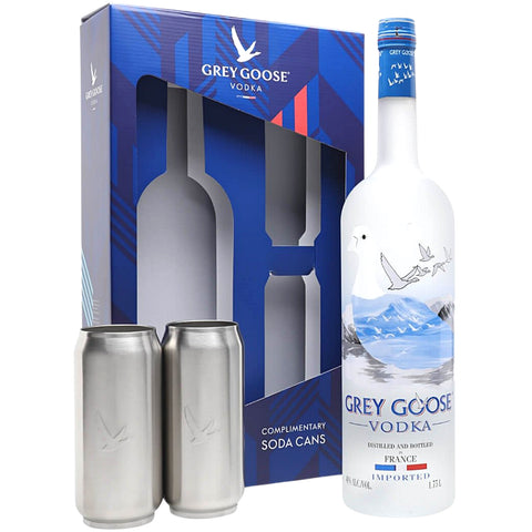 Grey Goose Vodka Magnum Gift Set, with Complimentary Soda Cans - 1.75L Bottle
