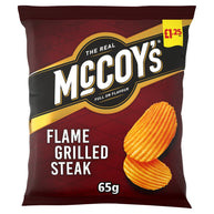McCoy's Flame Grilled Steak Flavour Ridge Cut Potato Crisps £1.25 PM 20x65g
