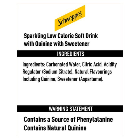 Schweppes Slimline Low Calorie Tonic Water Mini Cans 12 x 150ml
