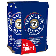 TENNENT'S SUPER STRONG LAGER BEER CANS 12 X 500ML