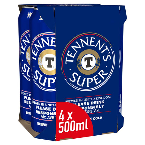 Tennent's Super Strong Lager Beer Cans 24 x 500ml