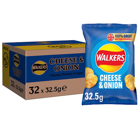 Walkers Cheese & Onion Crisps 32x32.5g Box