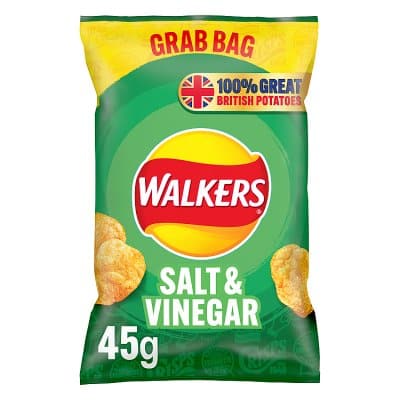 Walkers Salt & Vinegar Grab Bag Crisps 32x45g