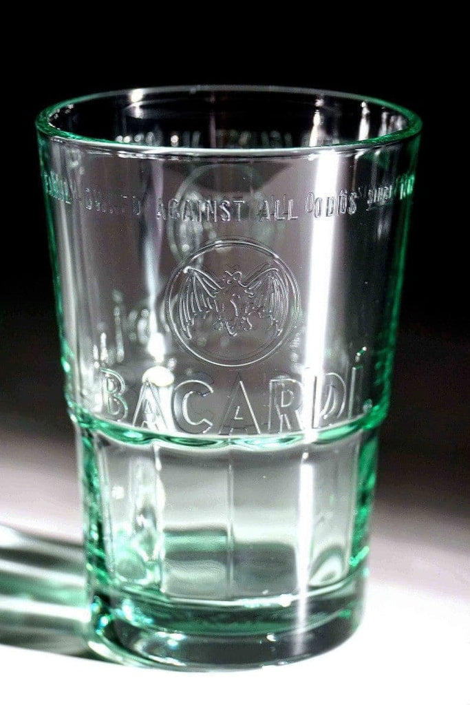 Bacardi Stackable Embossed Green Glass