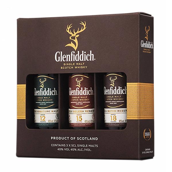 Glenfiddich Single Malt Scotch Whisky Minis 3x5cl