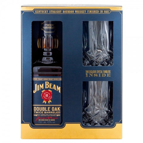 Jim Beam Double Oak Whiskey Crystal Tumblers Gift Set