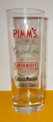 Pimm's, Smirnoff, Gordon's, Captain Morgan's Spiced Glass